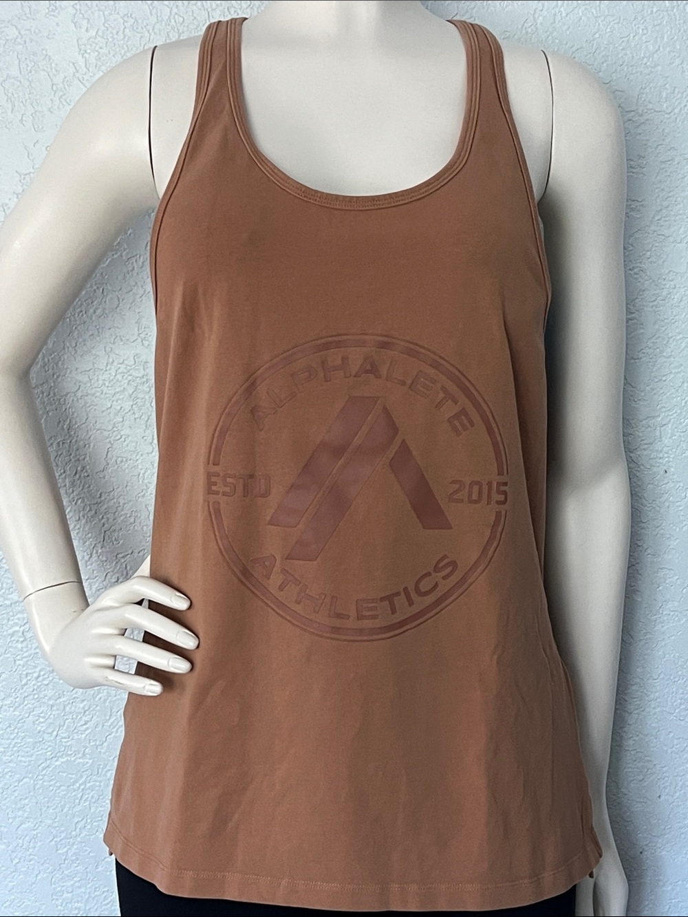 Alphalete Womens Medium Brown Racerback Tank Gym Workout Muscle Athletic Top